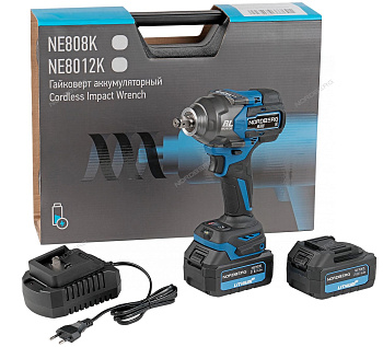 Гайковерт аккумуляторный, 1/2", 21В, 1000 Нм с двумя 4A акк. в кейсе NORDBERG NE808K