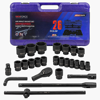 Набор головок ударных 3/4", 1" 26 пр., 6-гр., 17-65 мм YATAFORCE YF-68262-5MPB