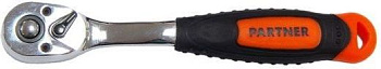 Трещотка 3/8" (72зуб.) L-200мм с прорезиненной ручкой Partner PA-80372