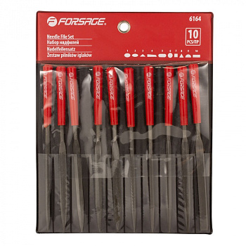 Набор надфилей разнопрофильных 10 пр., L-180 мм, Ø5 мм, Forsage F-6165