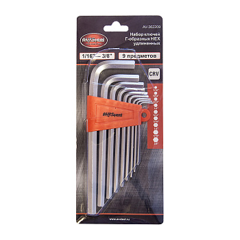 Набор ключей Г-образных 6-гранных 9пр.(1/16-3/8) AV Steel AV-362209
