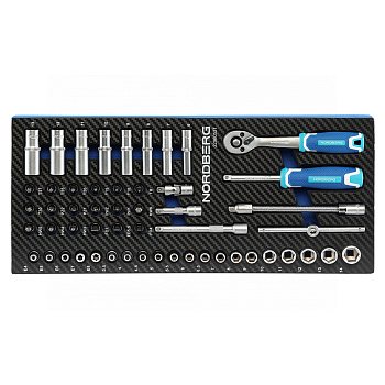 Набор инструмента 1/4" в ложементе, 53 предмет, NORDBERG 2296053T