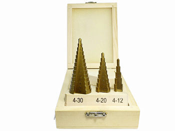 Набор сверел ступенчатых от 4х12 мм, от 4х20 мм, от 4х32 мм 