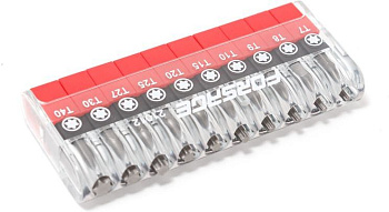 Набор бит-торкс 10пр. 1/4" (T7,8,9,10,15,20,25,27,30,40-25мм) Forsage F-21012