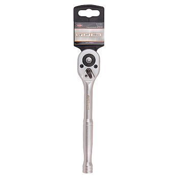 Трещотка 3/8" (24зуб) L-200мм с металлической гладкой рукояткой AV-518602