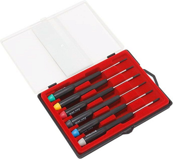 Набор отверток ювелирных 6пр. (SL: 2.0, 2.4, 3.0.PH 00.0,1), в пластиковом держателе Forsage F-2066