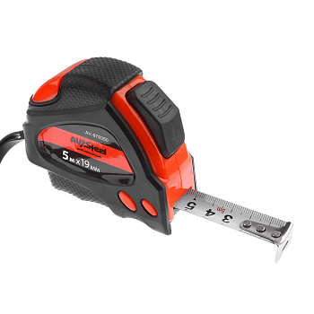 Рулетка в обрезиненном корпусе  5,0м x 19мм AV Steel AV-970350