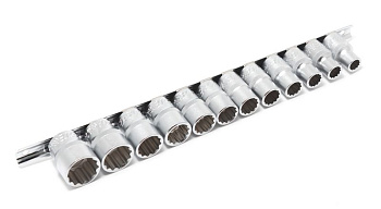Набор головок 1/2" 12пр. (12гр.)(10-24мм) на планке Forsage F-4121-9