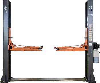Подъёмник 2-х стоечный с нижней синхронизацией, 4 т ручные стопора, анкера, 380В синий Темп T4 380V