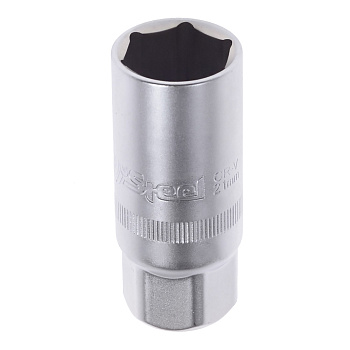 Головка свечная 21мм, 1/2",6-гран с резиновым держателем "AV Steel" AV-520621