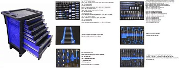 Тележка инструментальная 7 ящиков с набором инструмента 248пр,(синяя) Forsage F-1141217AB