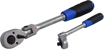 Трещотка 1/4" (72зуб) L-200мм реверсивная шарнирная с резиновой ручкой Forsage F-802218